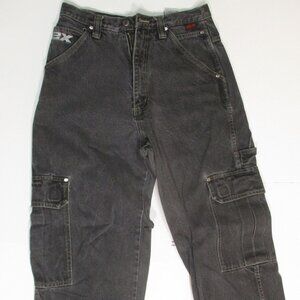EX Exco Black Cargo Carpenter Jeans Men's 30x31 Vintage Baggy Hip Hop Wide Leg